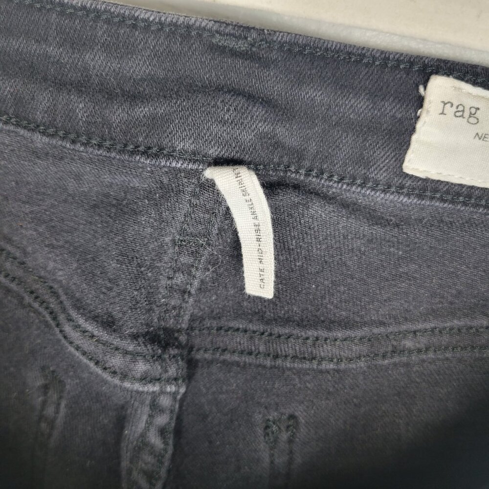 Rag & Bone Women's Size 26 Jeans Cate Mid Rise Ankle Skinny Black Raw Hem - Picture 8 of 9